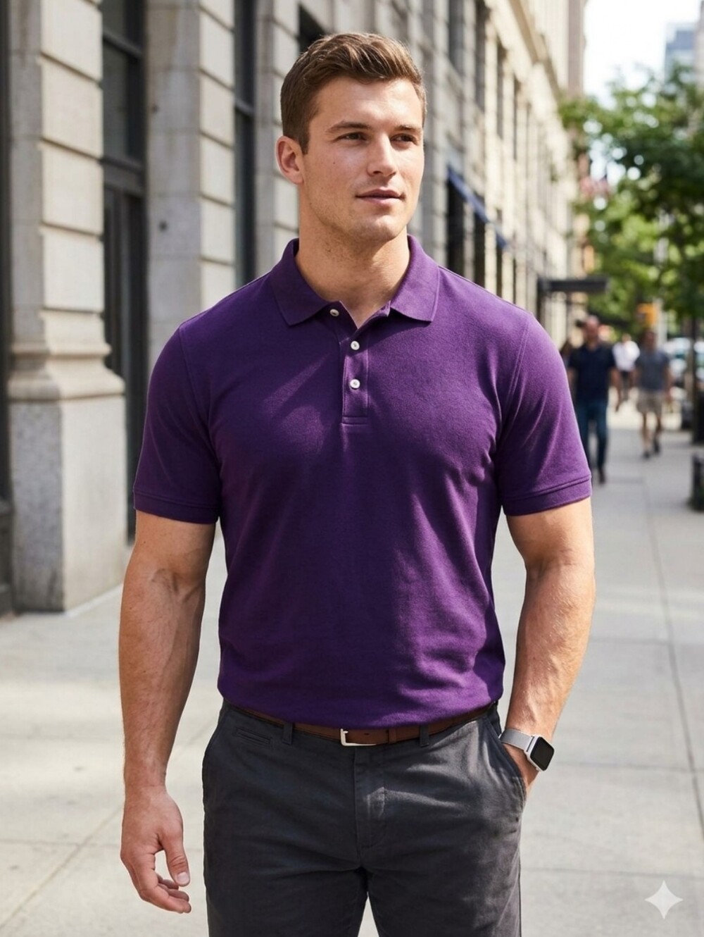 Lands End Classic Fit Polo, Deep Purple. Men's XXL EUC